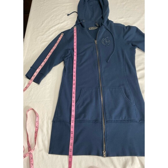 Women's Large Guess Blue Zip up Dress / Hoodie - Picture 6 of 8